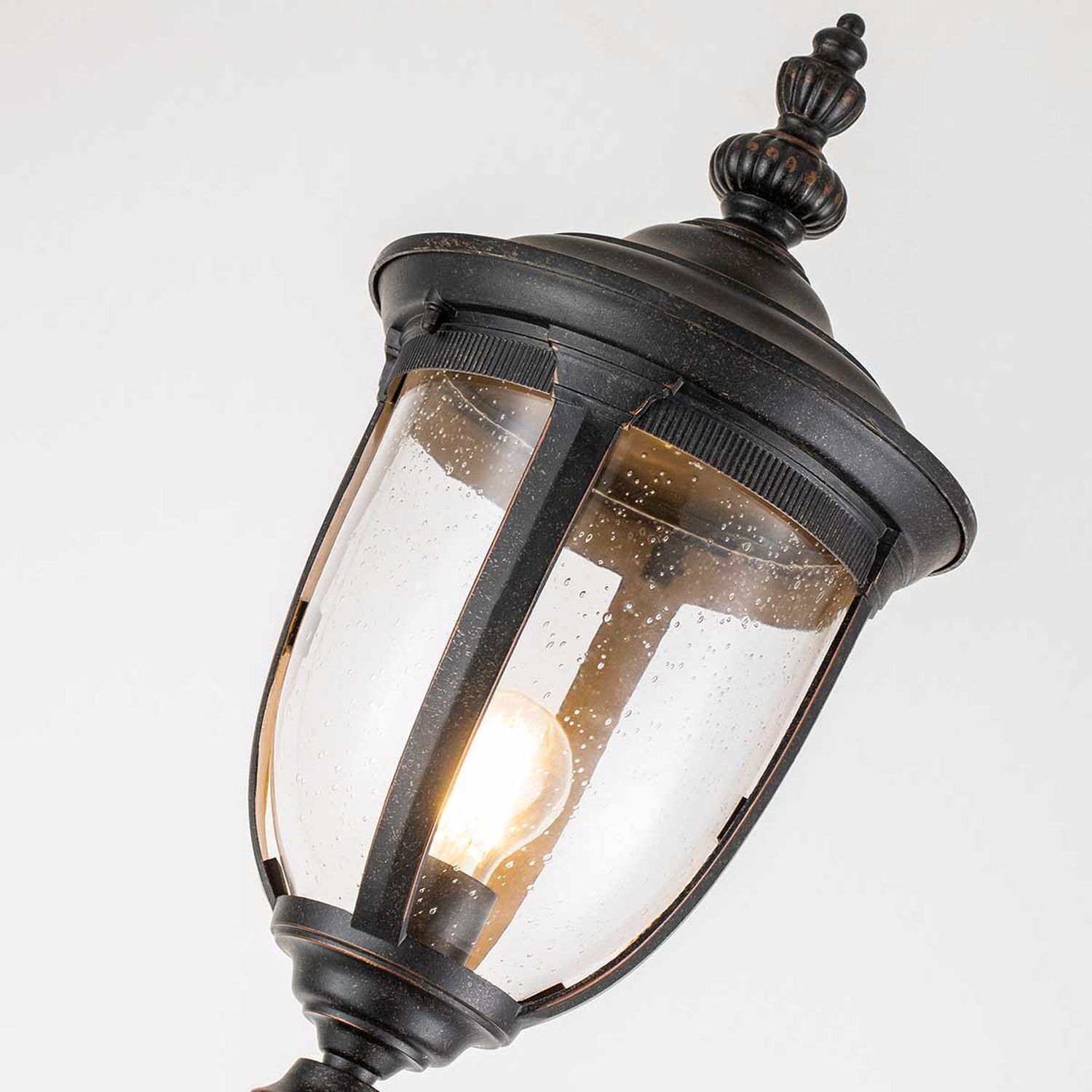 Mastleuchte Rustikal 232,5 cm hoch IP44 E27 Alu Glas