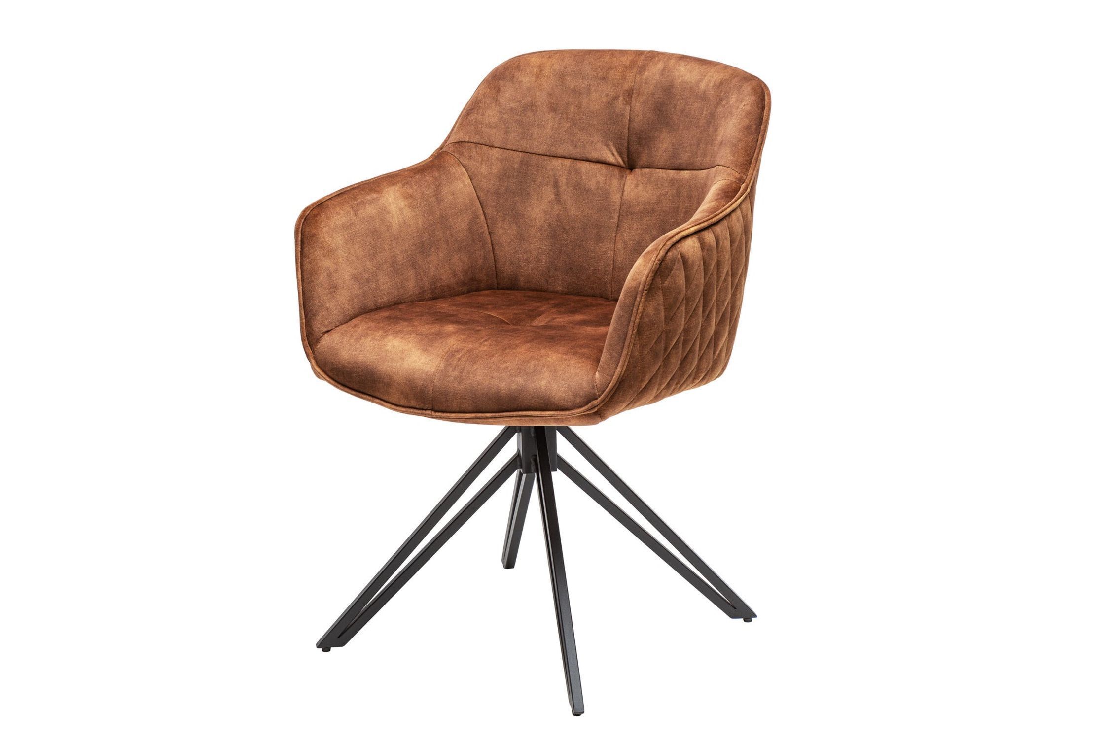 Drehstuhl Samt Metall in Braun Schwarz B: 58 cm mit Lehne