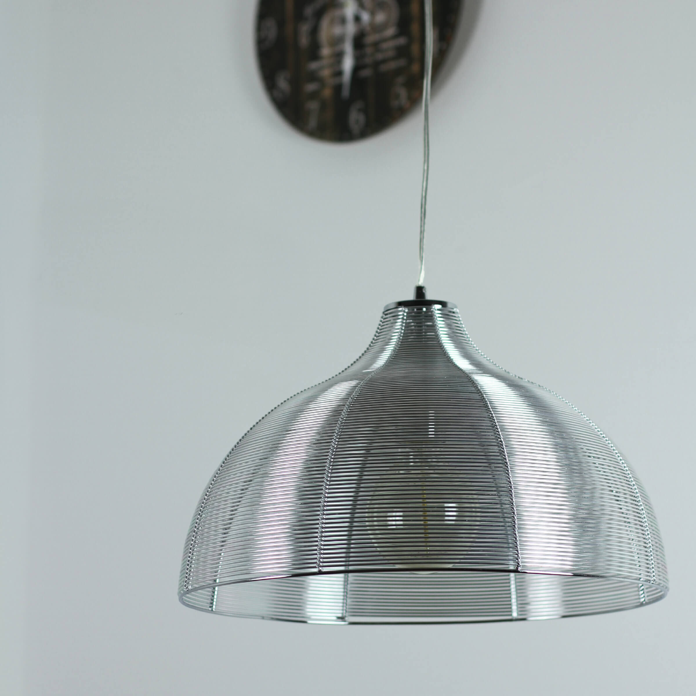 Höhenverstellbare Hängelampe Modern in Silber Lampe, Lampenschirm, Leuchte