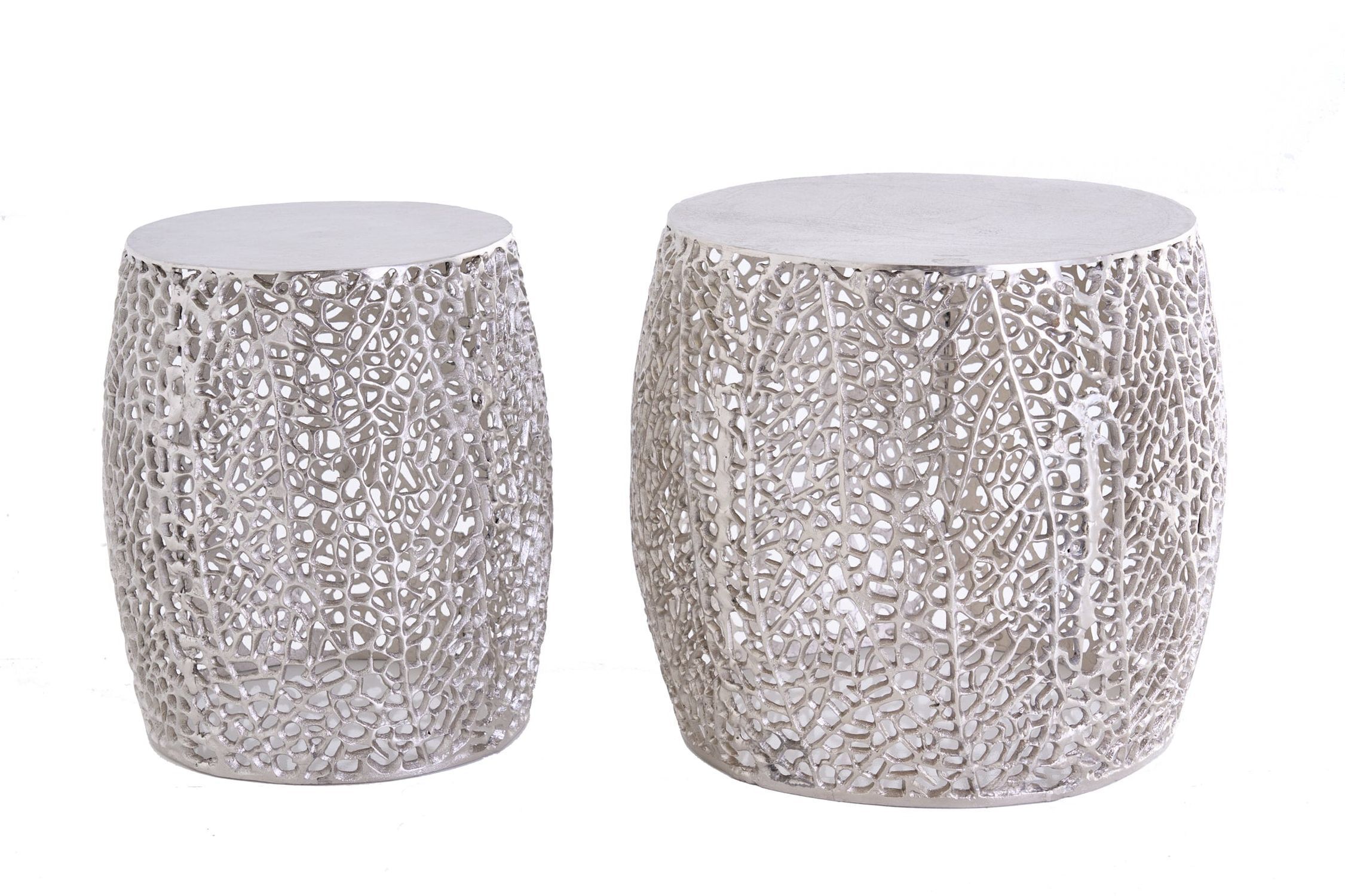 Couchtisch 2er Set Metall in Silber Handarbeit