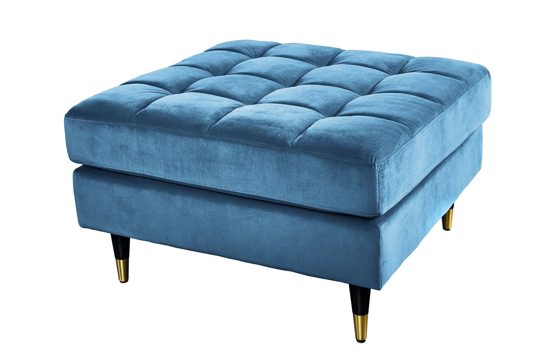 Sitzhocker Retro Samt in Cyan Blau 80 cm breit SOPHIA