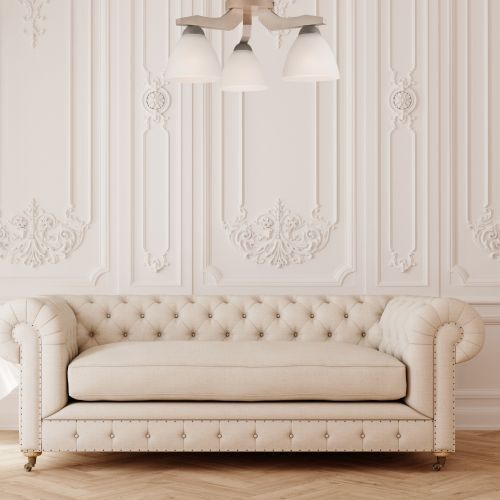 Deckenleuchte in Buche Weiß Holz Wohnzimmer Couch, Mobiliar, Innenarchitektur, Wohnzimmer, Kissen