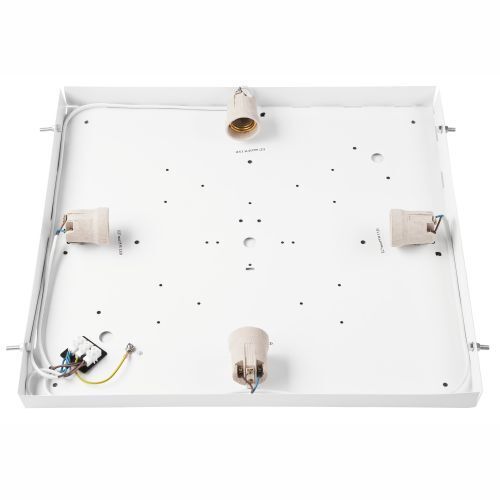 Holz Deckenleuchte Glasschirm E27 B:48 cm blendarm Wanne, Weiße Tafel