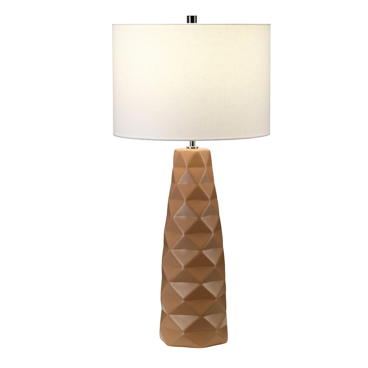 Tischleuchte Keramik Stoff 75 cm hoch in Beige Creme