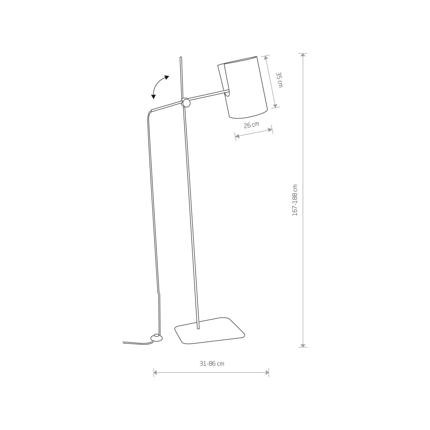 Stehlampe Grau Schwarz E27 167-188 cm Stoff Metall