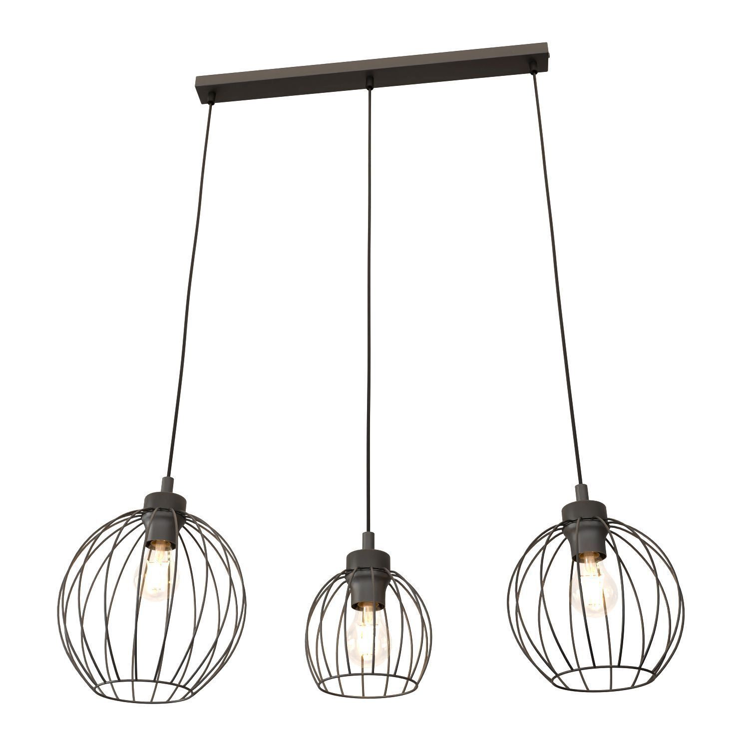 Lange Pendelleuchte Draht E27 L:77 cm Metall Schwarz