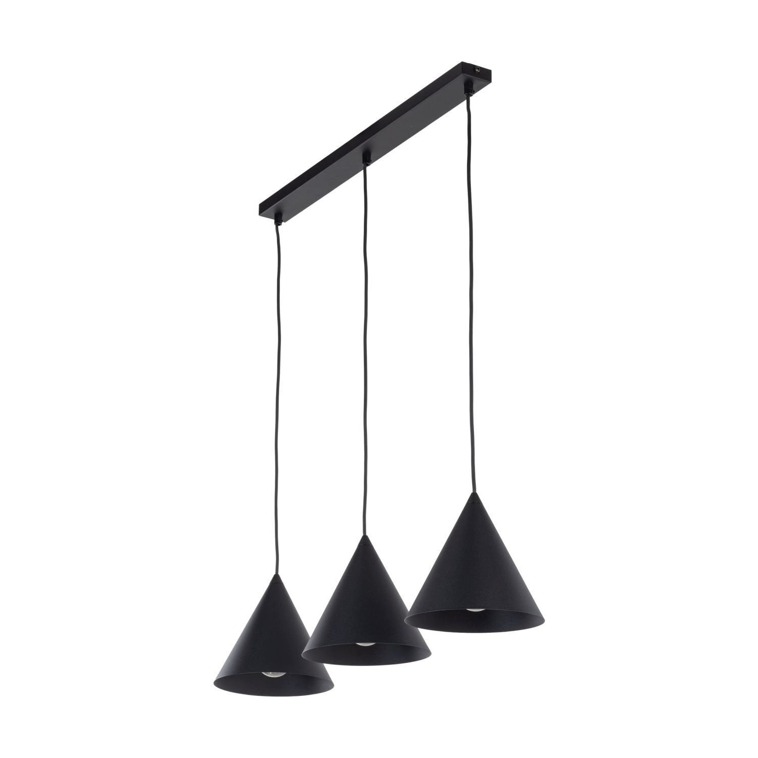 Hängelampe 3-flammig Schwarz L: 75 cm E27 Retro Metall