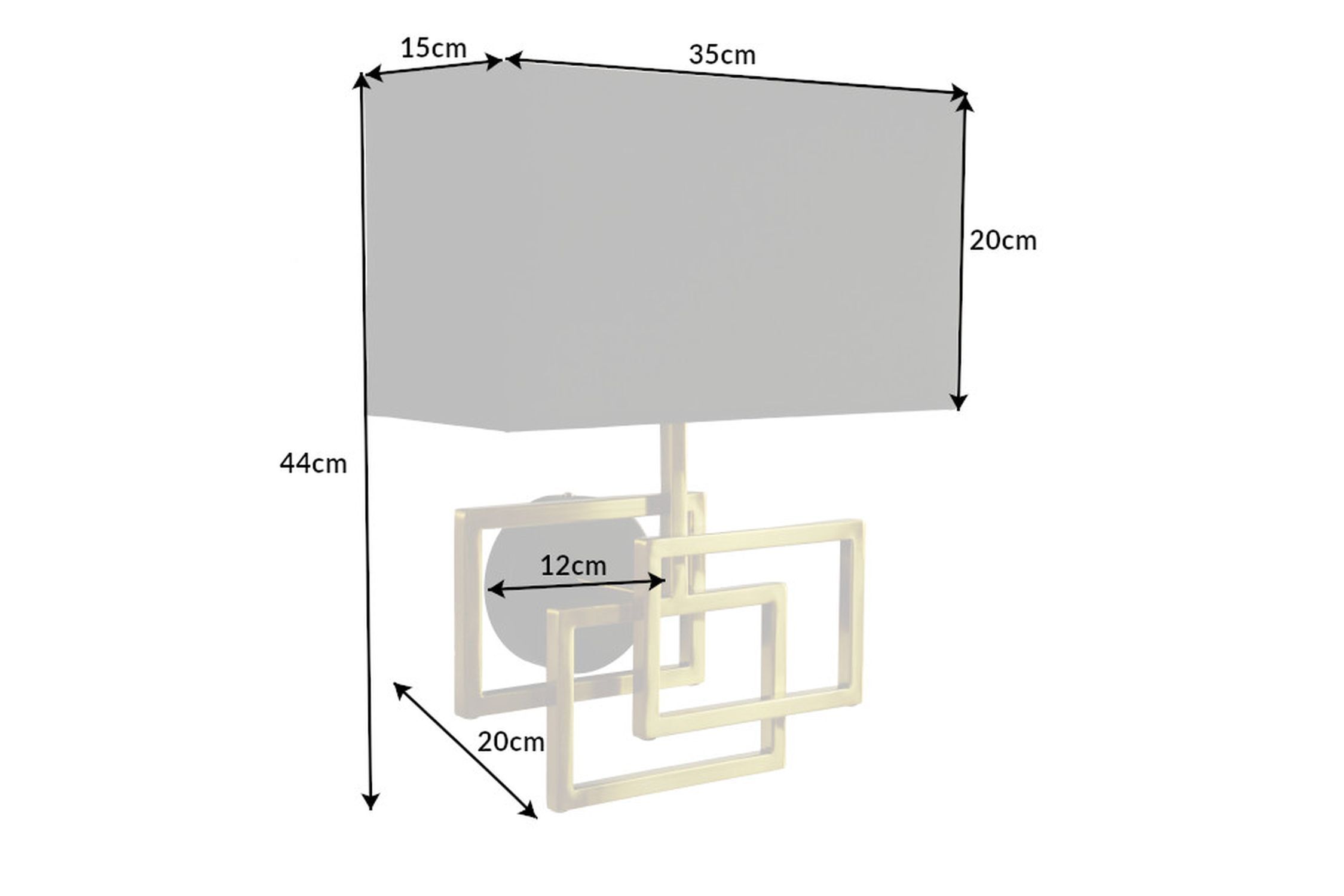 Wandlampe Stoff blendarm T:20 cm E27 in Gold Schwarz