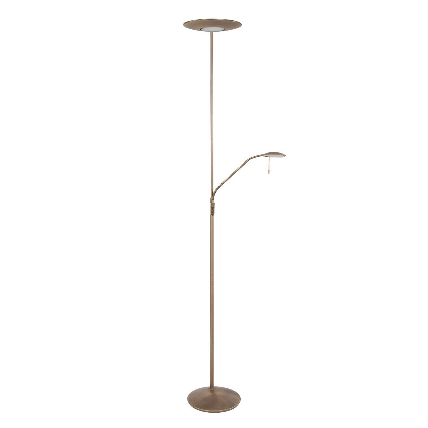 Dimmbarer LED Deckenfluter mit Lesearm in Bronze 185 cm