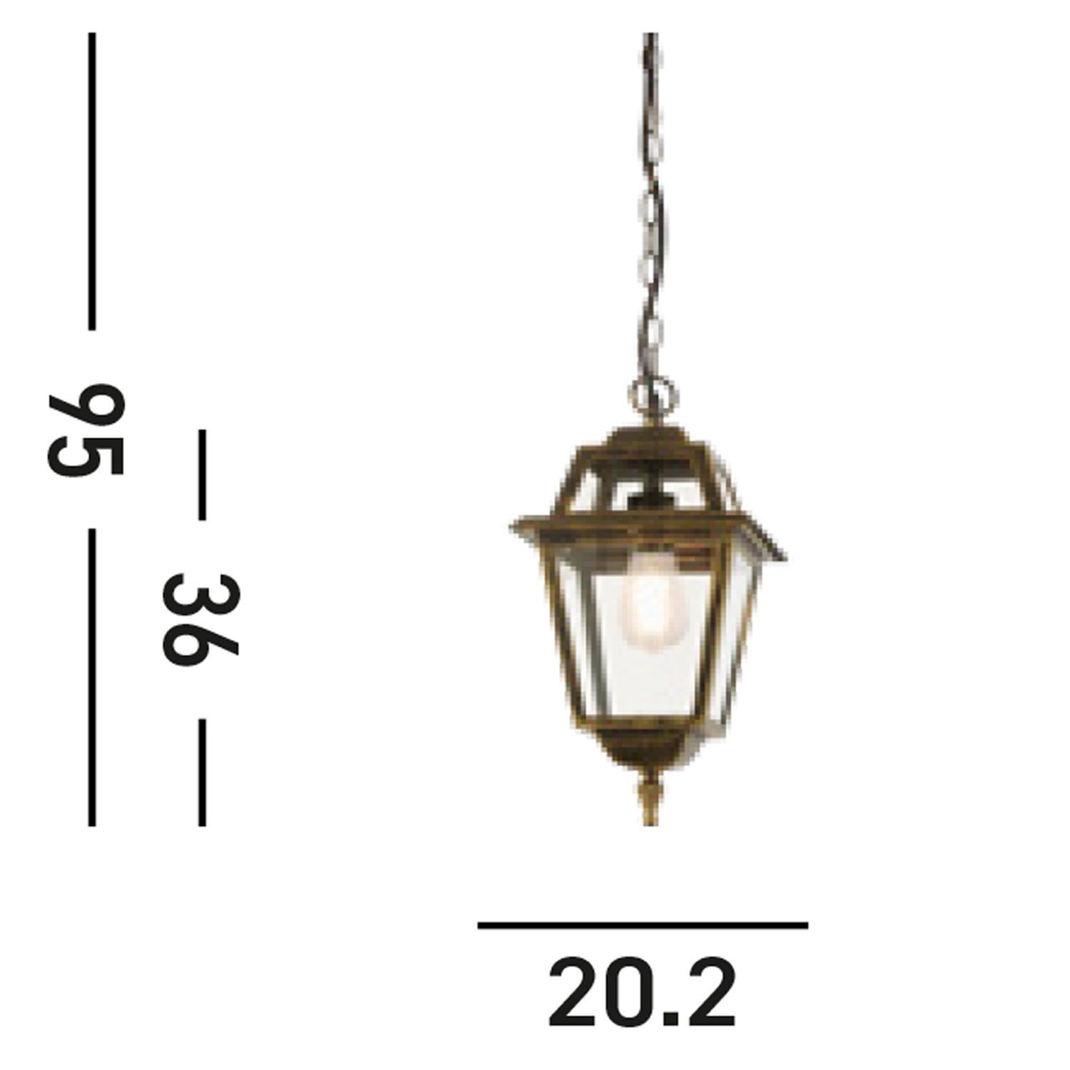 Hängelampe Außen Aluminium Glas B:20,2 cm E27 Vintage