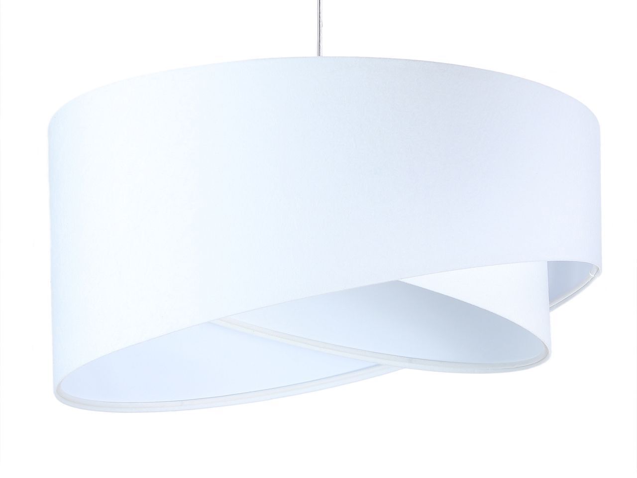 Hängelampe Weiß E27 rund D: 50 cm Stoff Velours Optik Modern Lampe