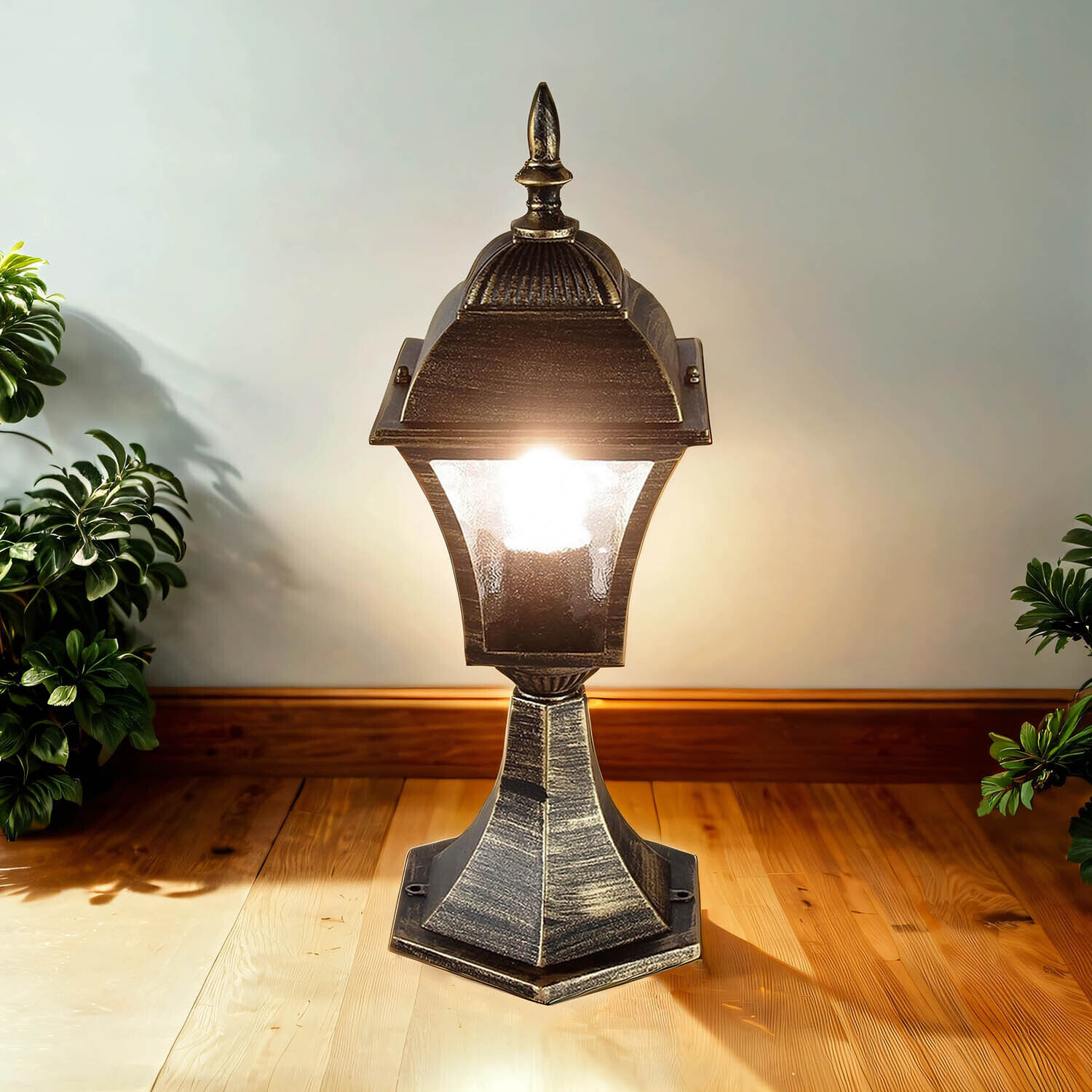 Antike Sockellampe Außen TOSCANA E27 Gold IP43 Lampe