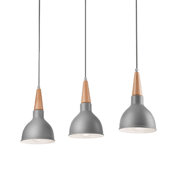 Pendelleuchten Skandinavisch hängelampe, pendelleuchte, grau, holz-akzent, drei