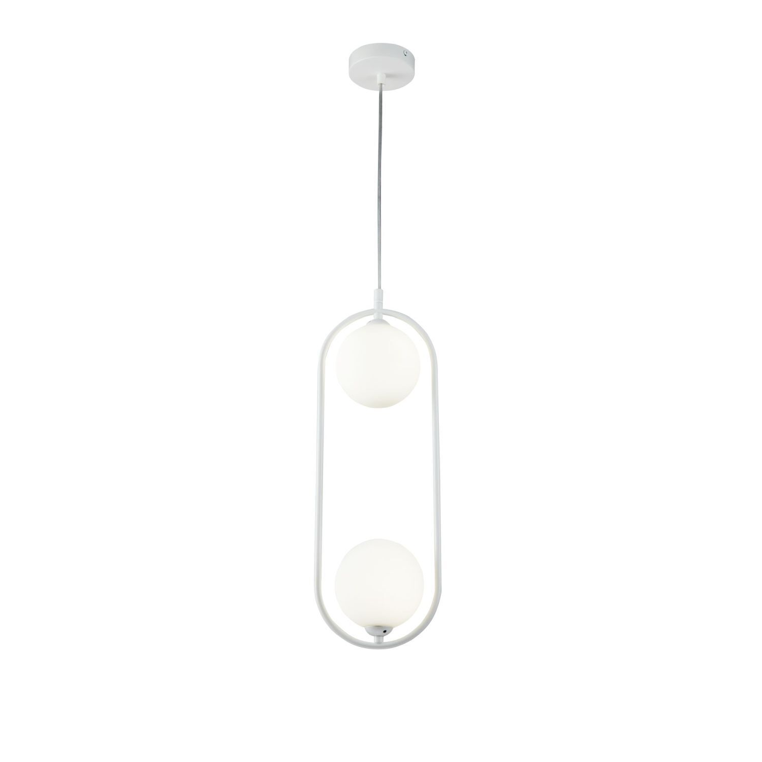 Pendelleuchte Metall Glas G9 H: max. 204 cm Weiß Modern