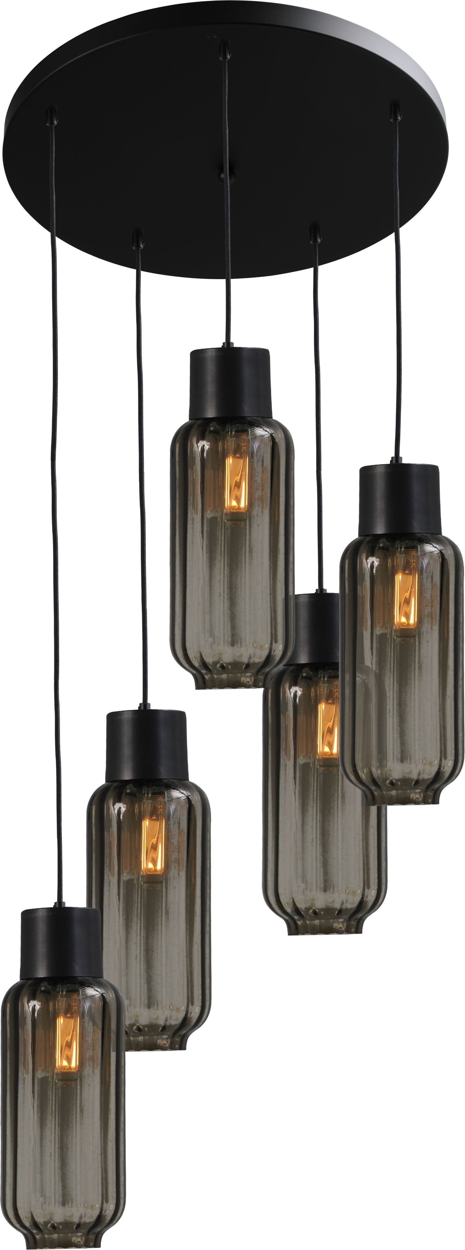 Hängelampe Schwarz Glas Metall 5-flammig E27 ELYA