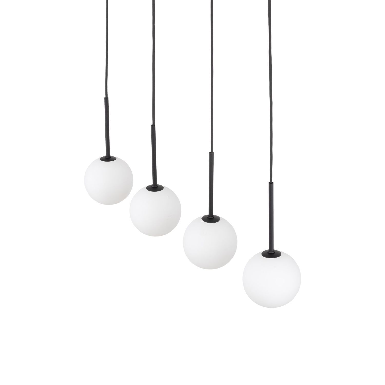 Hängeleuchte Metall Glas L: 78 cm Schwarz Weiß 4x G9