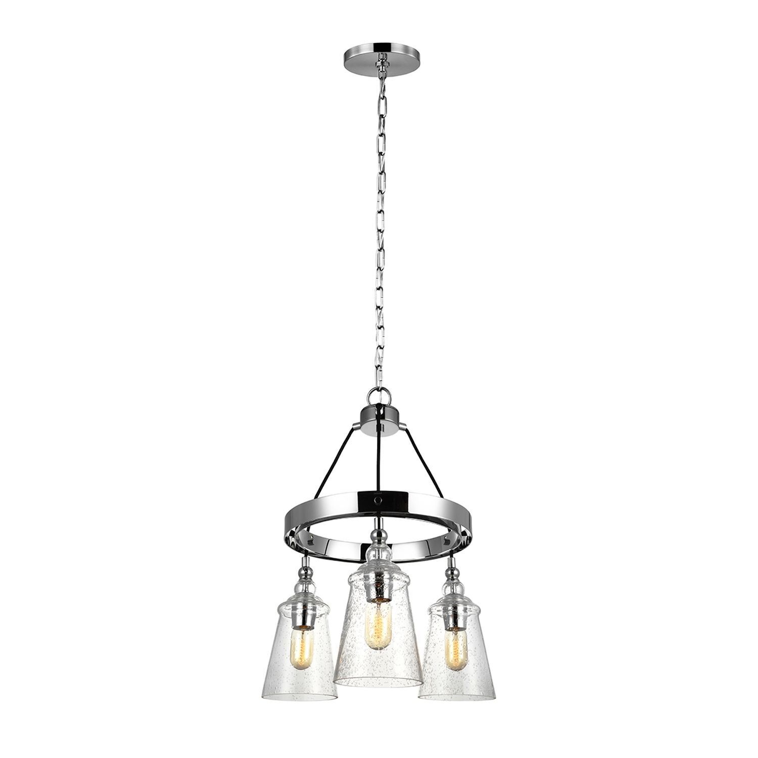 Runde Pendelleuchte Metall Glas Ø 47,9 cm Chrom 3-flammig E27