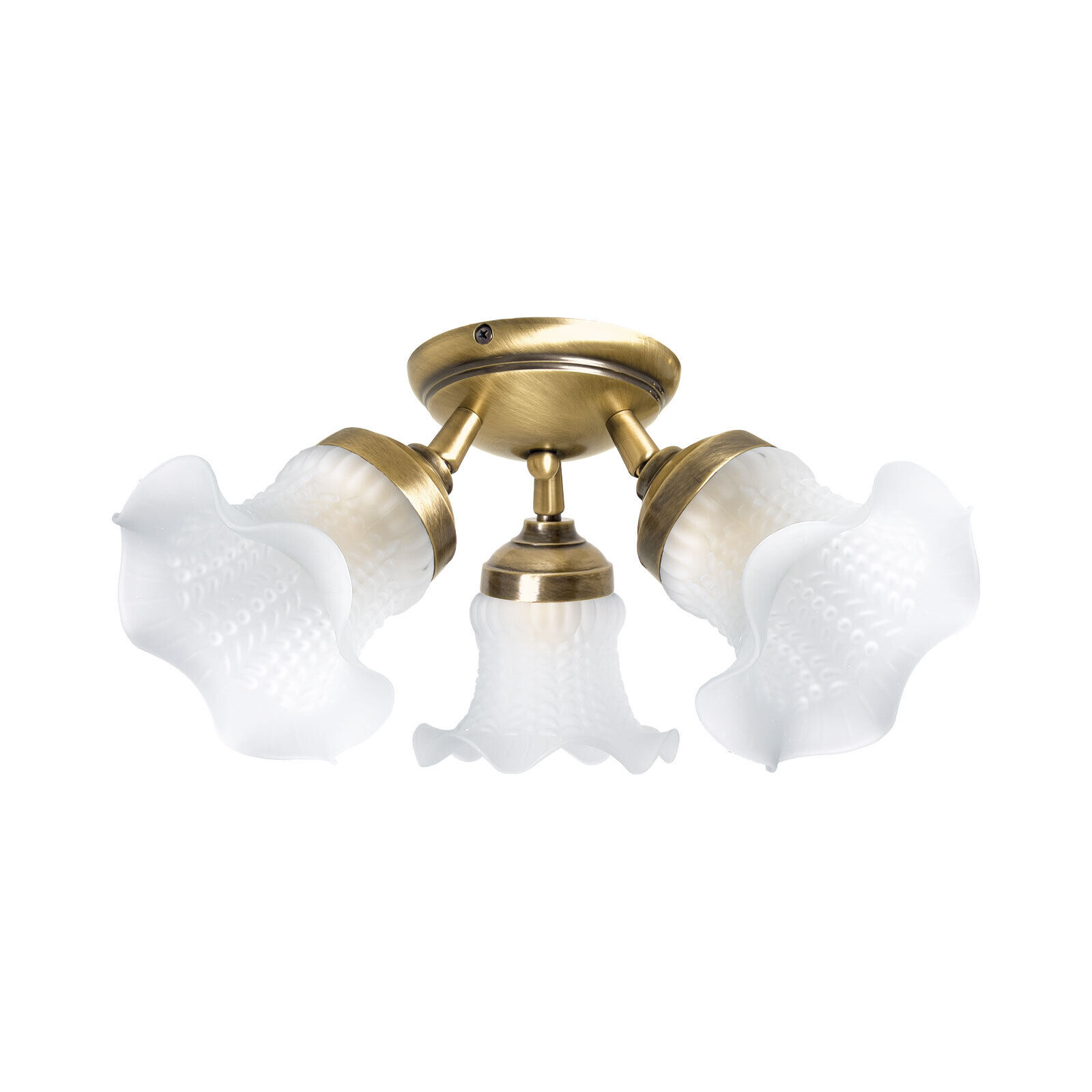 Deckenstrahler Floral 3-flammig Messing Glas Ø 37 cm