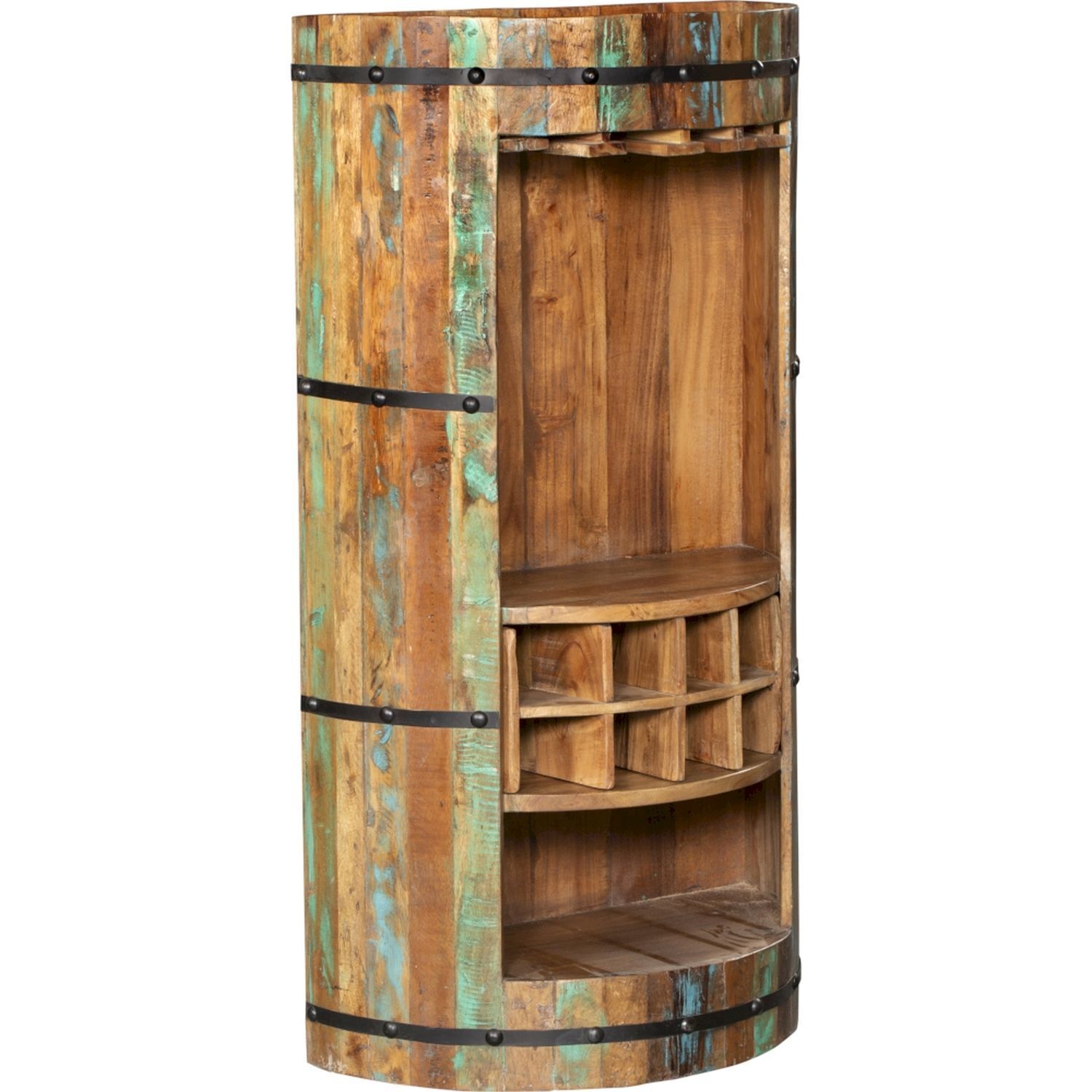 Barschrank Holz 115 cm hoch halbrund für Hausbar Party Wandschrank, Schrank, Mobiliar, Kabinett, Holz