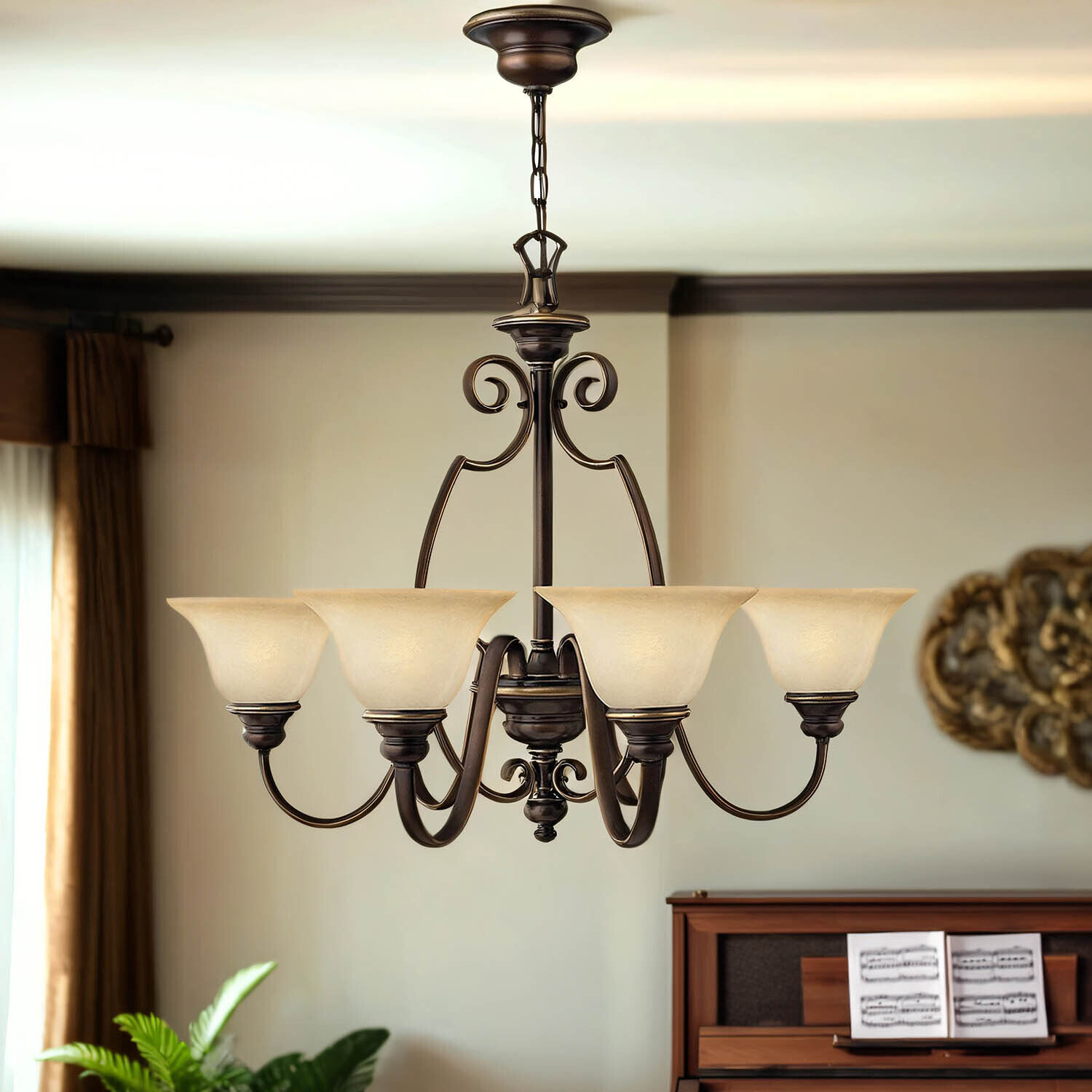 Kronleuchter mit Schirmchen Landhaus Esszimmer Leuchter, Lampe, Leuchte