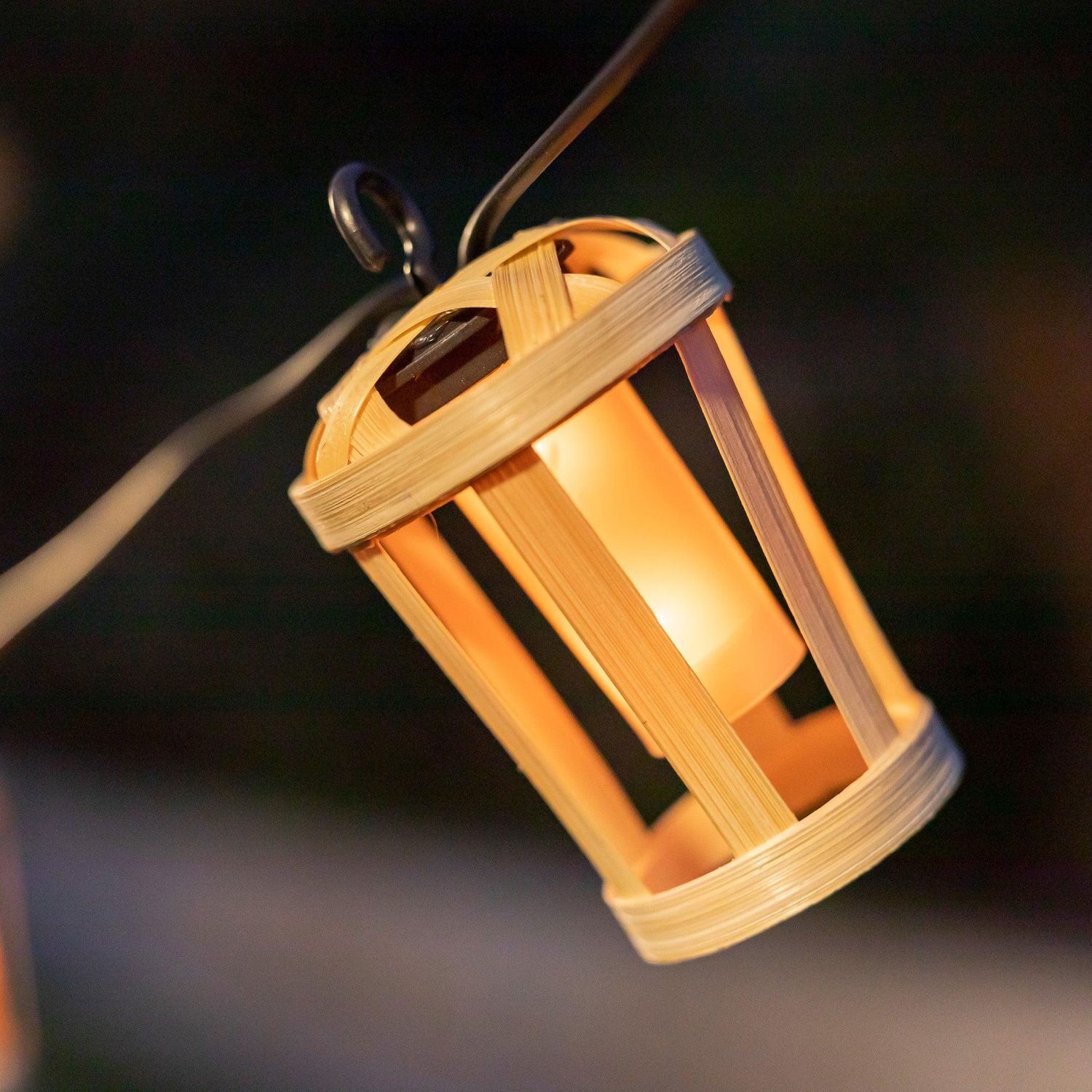 LED Lichterkette außen mit Stecker IP44 2000 K Bambus 5m