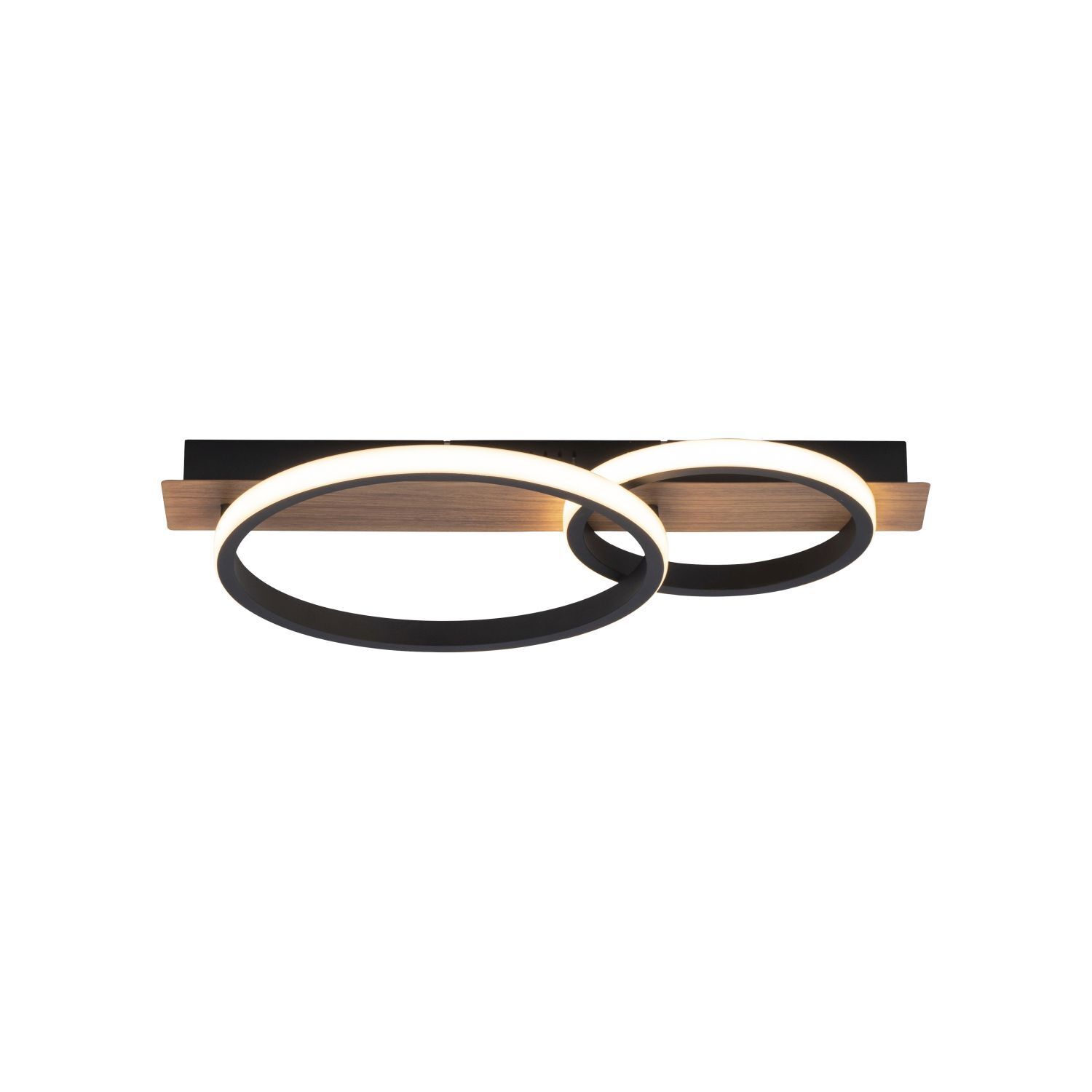LED Deckenlampe Holz Metall Natur Schwarz 53 cm 3200 lm
