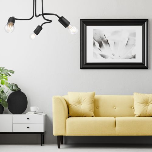 Deckenleuchte Wohnzimmer Innenlampe Schwarz Metall
