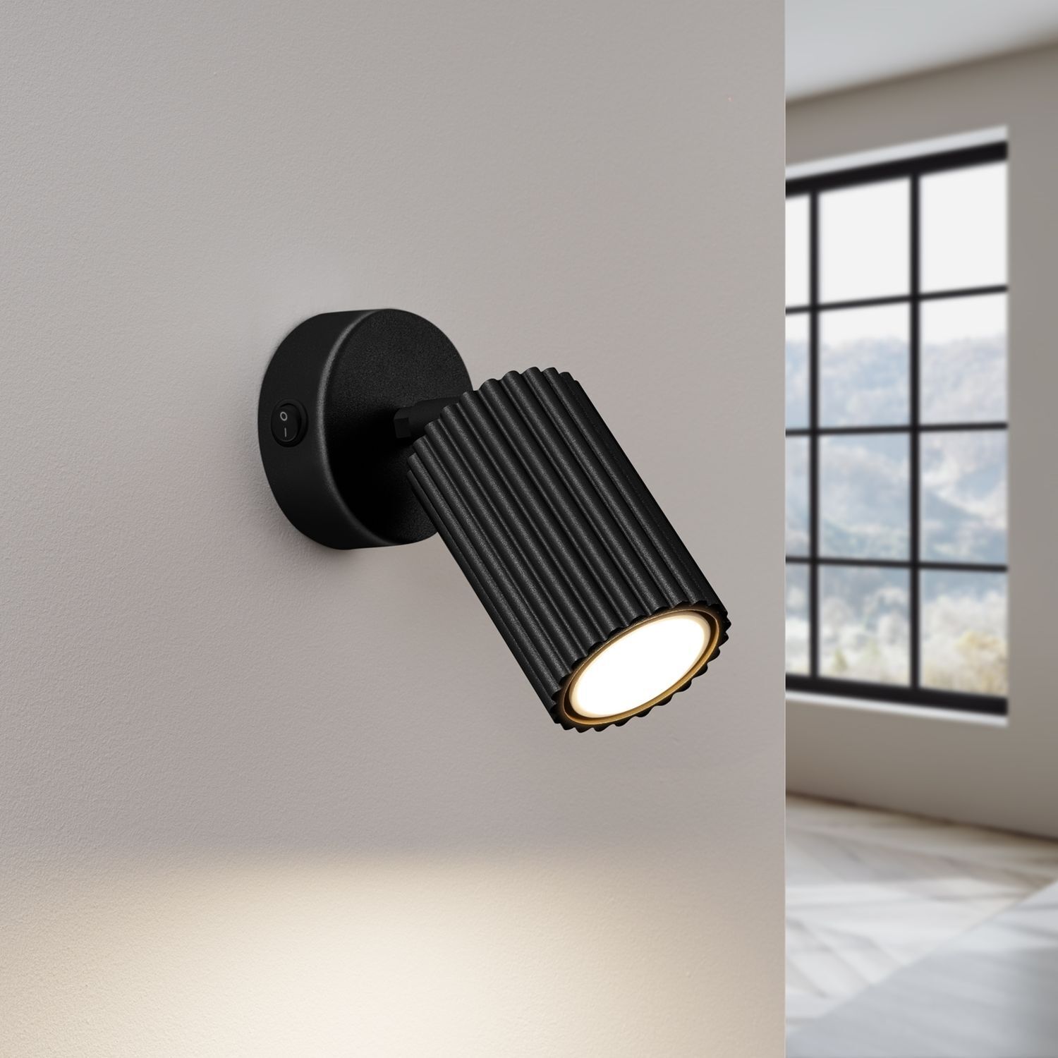 Wandspot Schwarz GU10 B: 8 cm klein schwenkbar Modern Alu