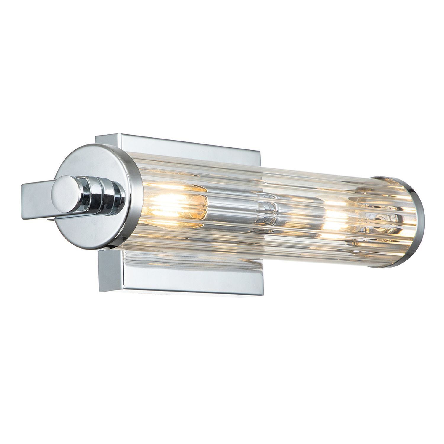 Badlampe Wand Glas Metall E14 IP44 B: 40,7 cm Chrom poliert Wandleuchte, Wandlampe, Glasglaslampe, Chrom, Klarglas