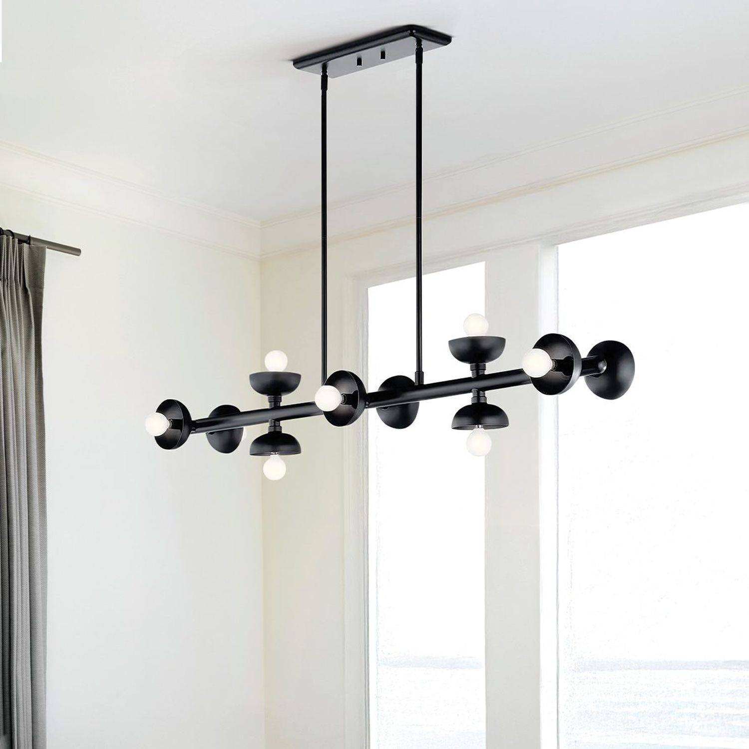Pendelleuchte Schwarz Metall 121,9 cm lang H: max. 120 cm E14 Leuchter, Lampe