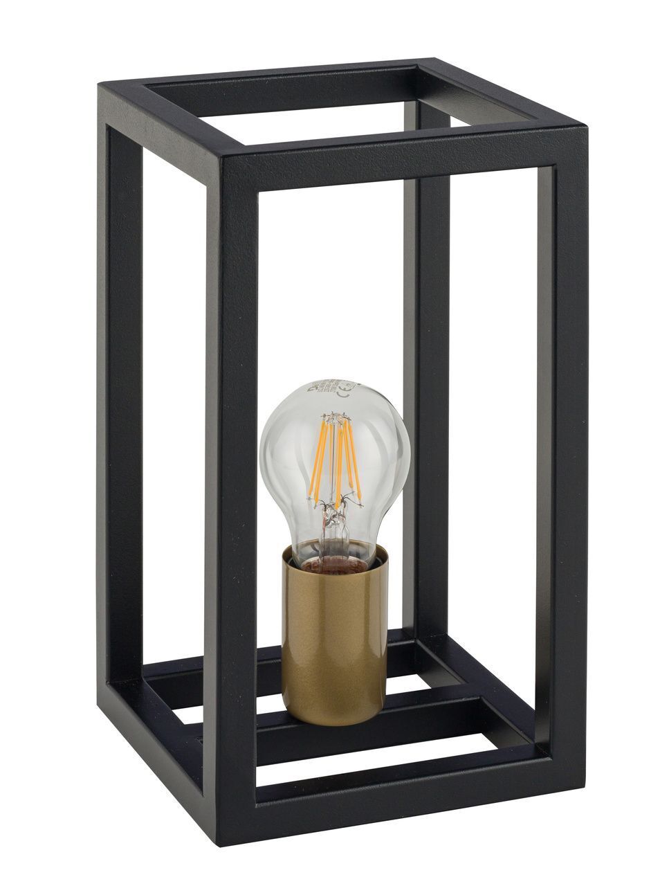Retro Tischlampe Metall Schwarz Gold E27 26 cm klein