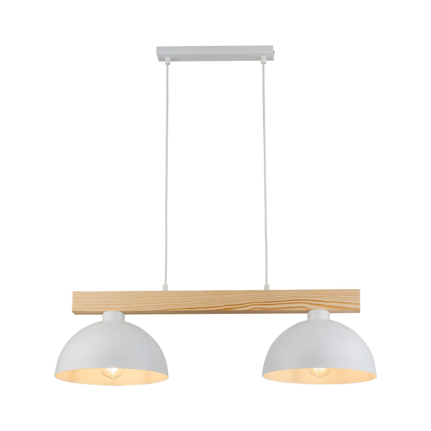 Pendelleuchte Wohnzimmer – Naturholz & Weiß, 1x E27, 90 Cm Kabel, Skandinavisches Design