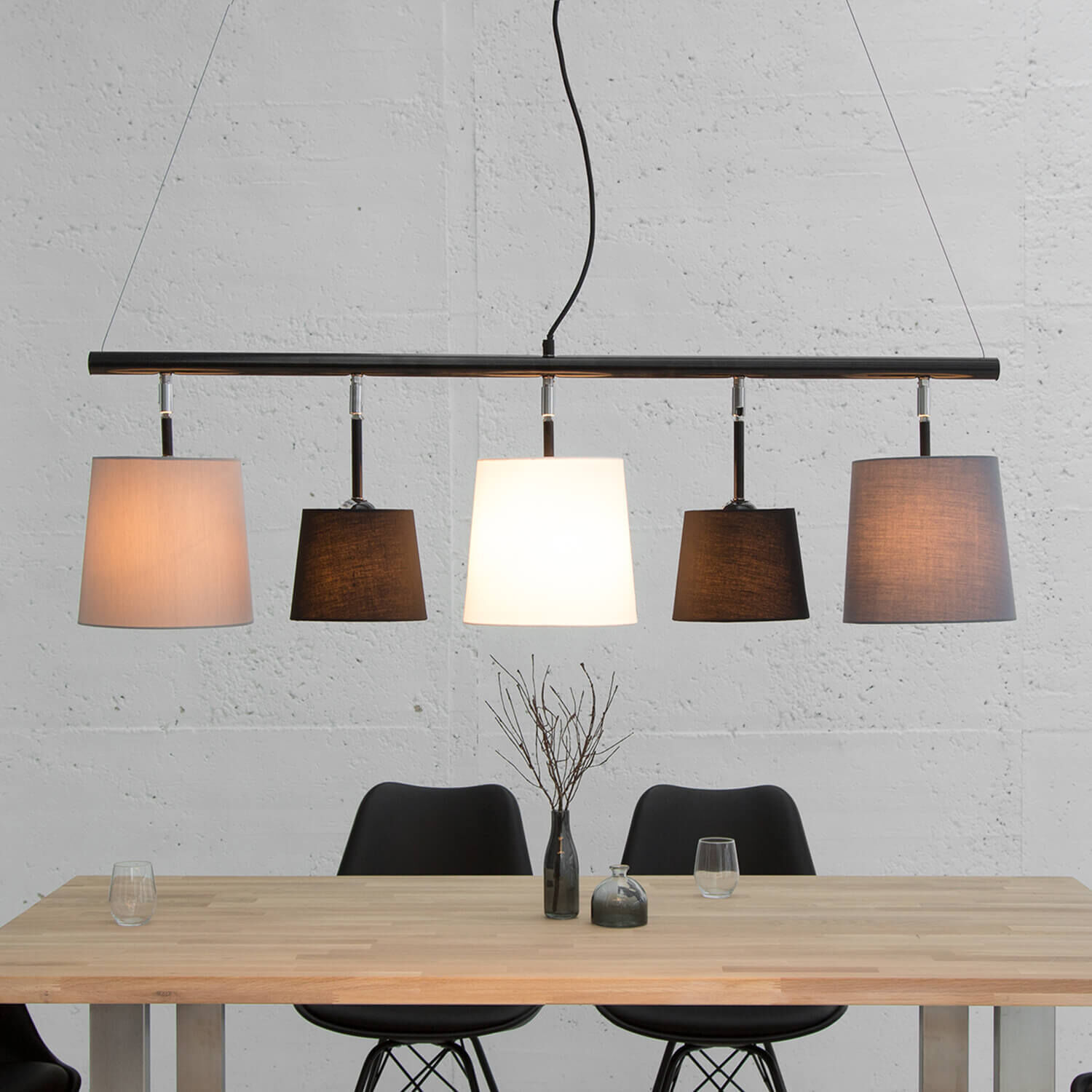 Pendelleuchte lang E14 Modern Design stylisch Lampe, Stuhl, Mobiliar, Tabelle, Tischplatte