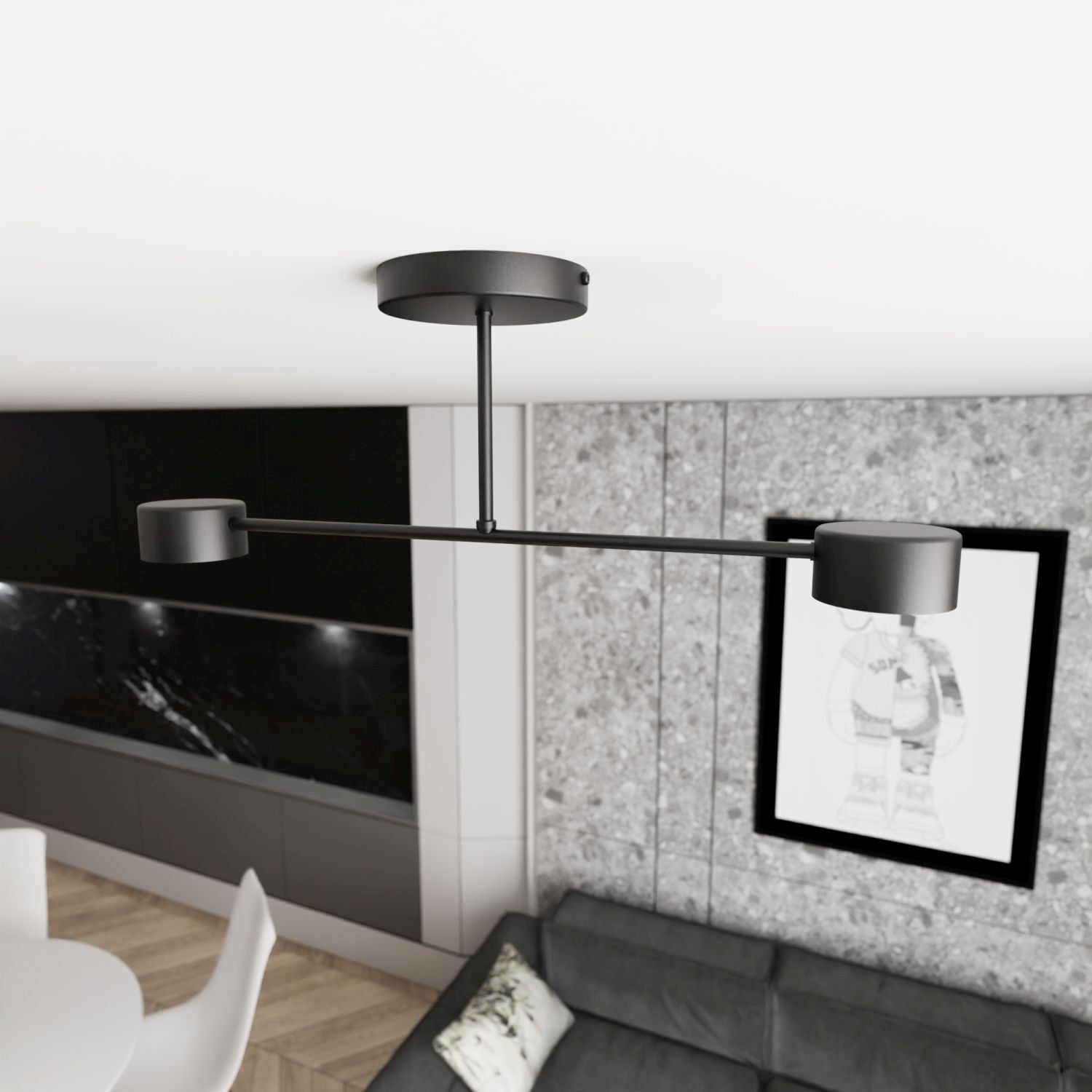 Schwarze Deckenlampe Metall GX53 2-flammig akzentuiert