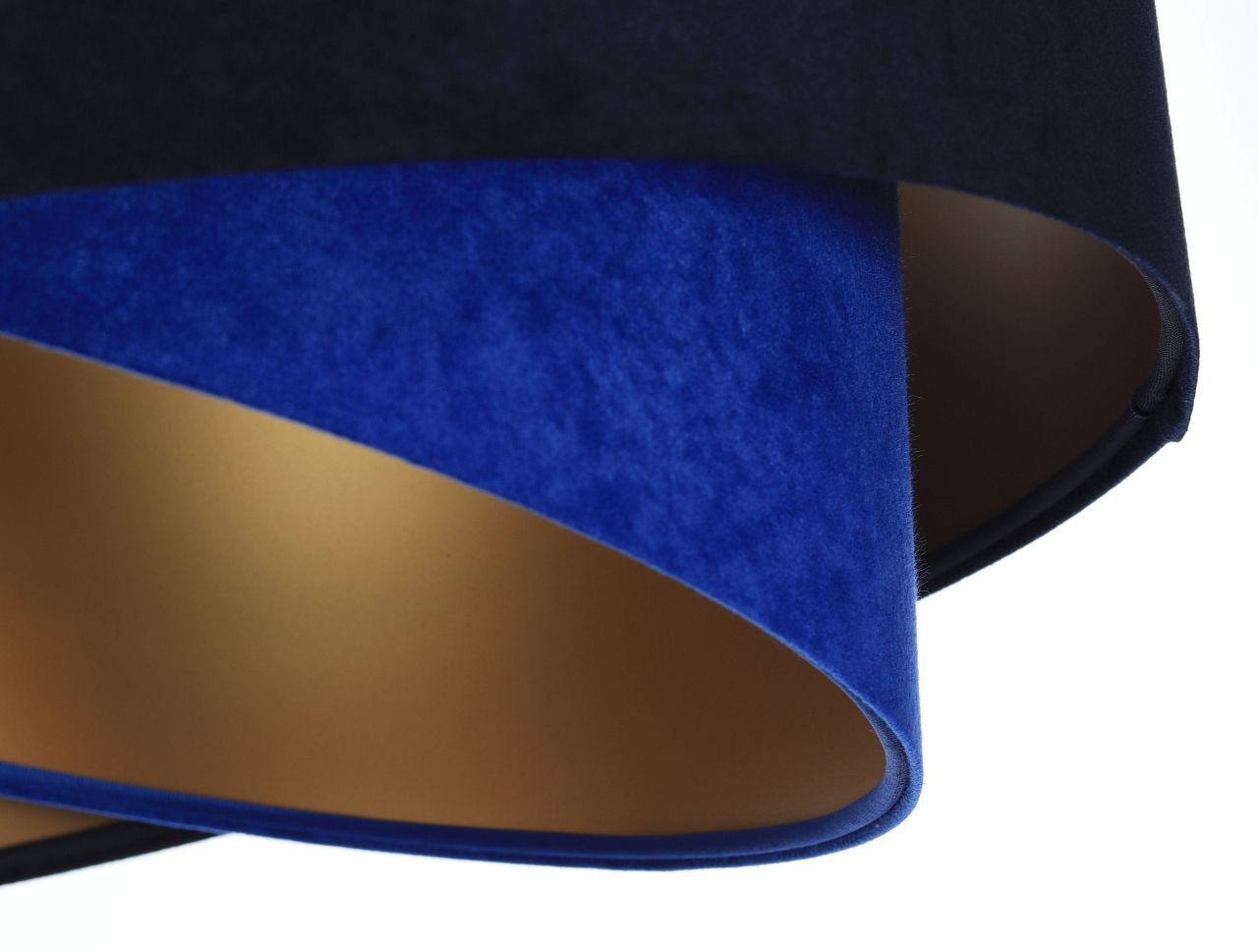 Hängelampe Blau Gold E27 Ø 50 cm Stoff Schirm Veloursoptik