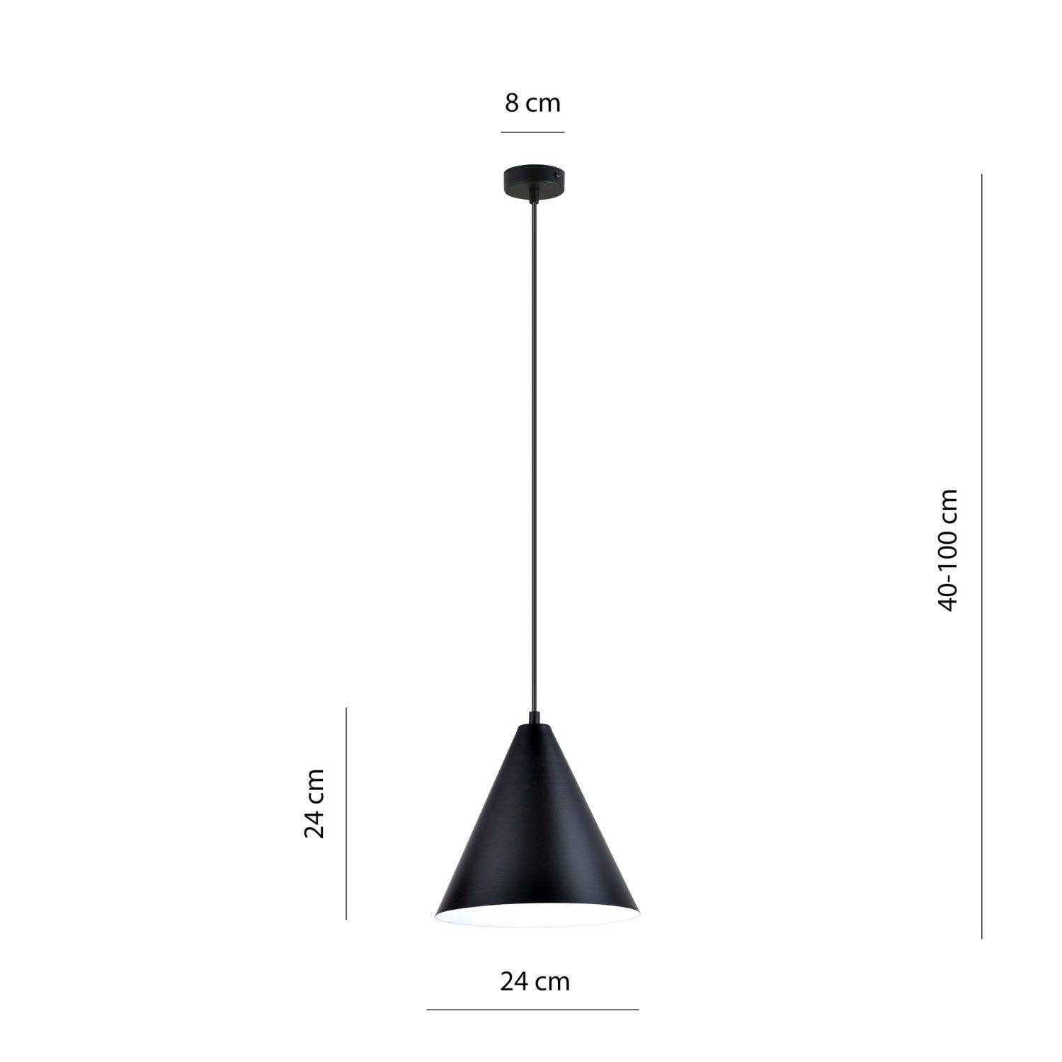 Hängeleuchte Metall Schwarz Weiß B: 24 cm H: max. 100 cm E27