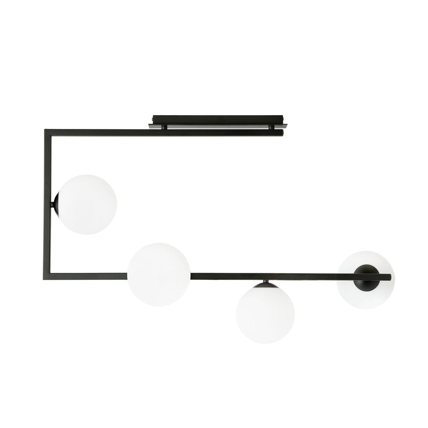 Deckenlampe Schwarz Weiß L: 83 cm H: 55 cm Metall Glas 4x E14