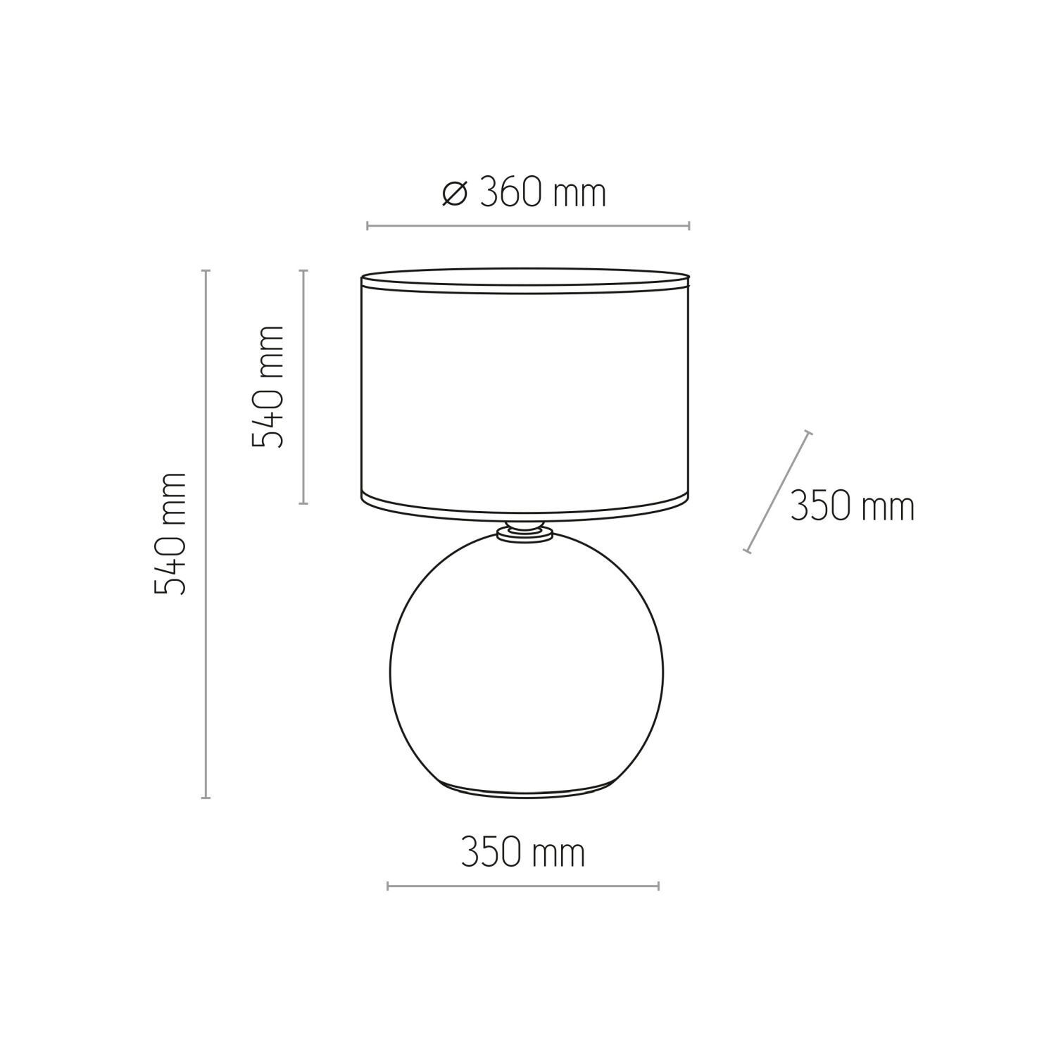 Nachttischlampe Grau Graphit E27 54 cm Stoff Glas