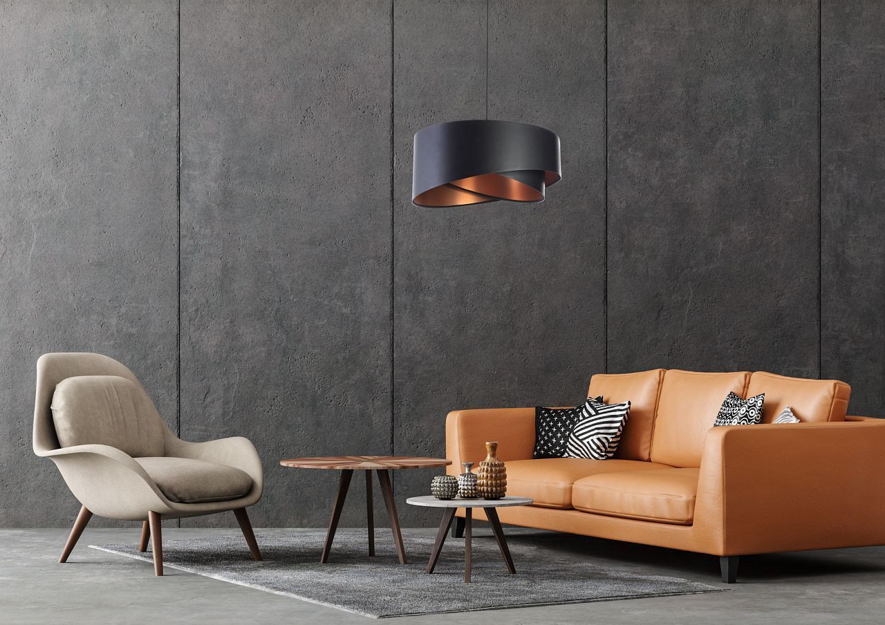 Hängeleuchte Schwarz Kupfer Ø 50 cm Latex E27 rund Lampe, Innenarchitektur, Mobiliar, Stuhl, Couch