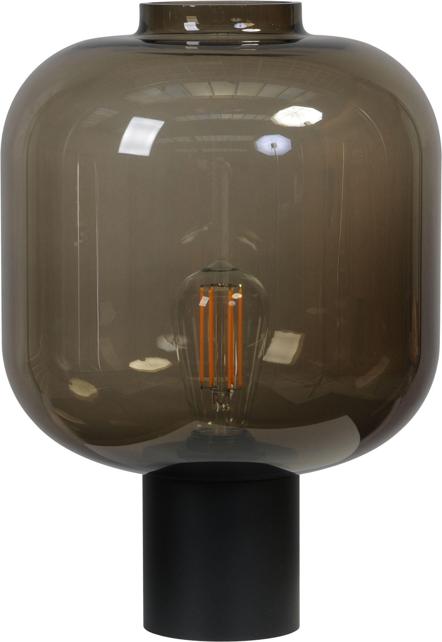 Tischleuchte Schwarz Rauchglas Metall 41 cm hoch E27