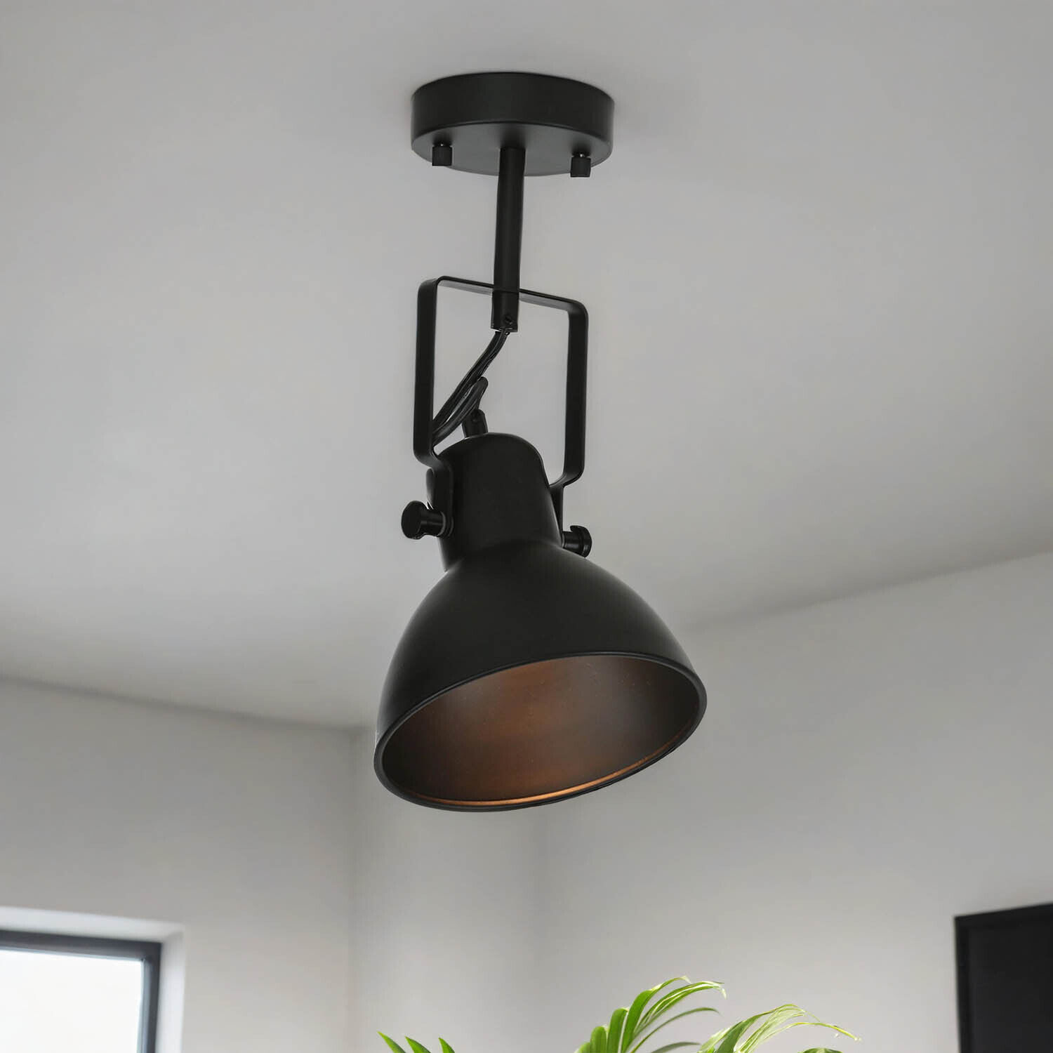 Spot Lampe Schwarz Metall rund Retro DALLAS