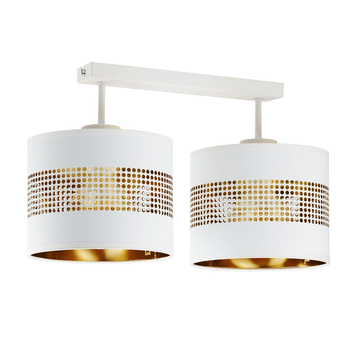 Längliche Deckenleuchte Stoff Weiß Gold E27 45 cm Lampe, Leuchte