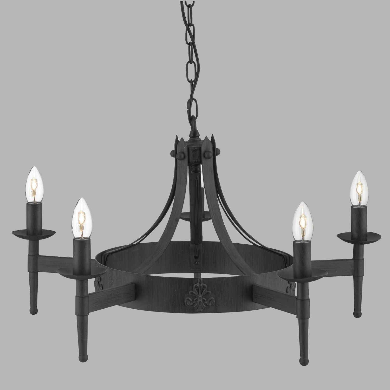 Kronleuchter rund Ø 67 cm Schmiedeeisen massiv 5x E14