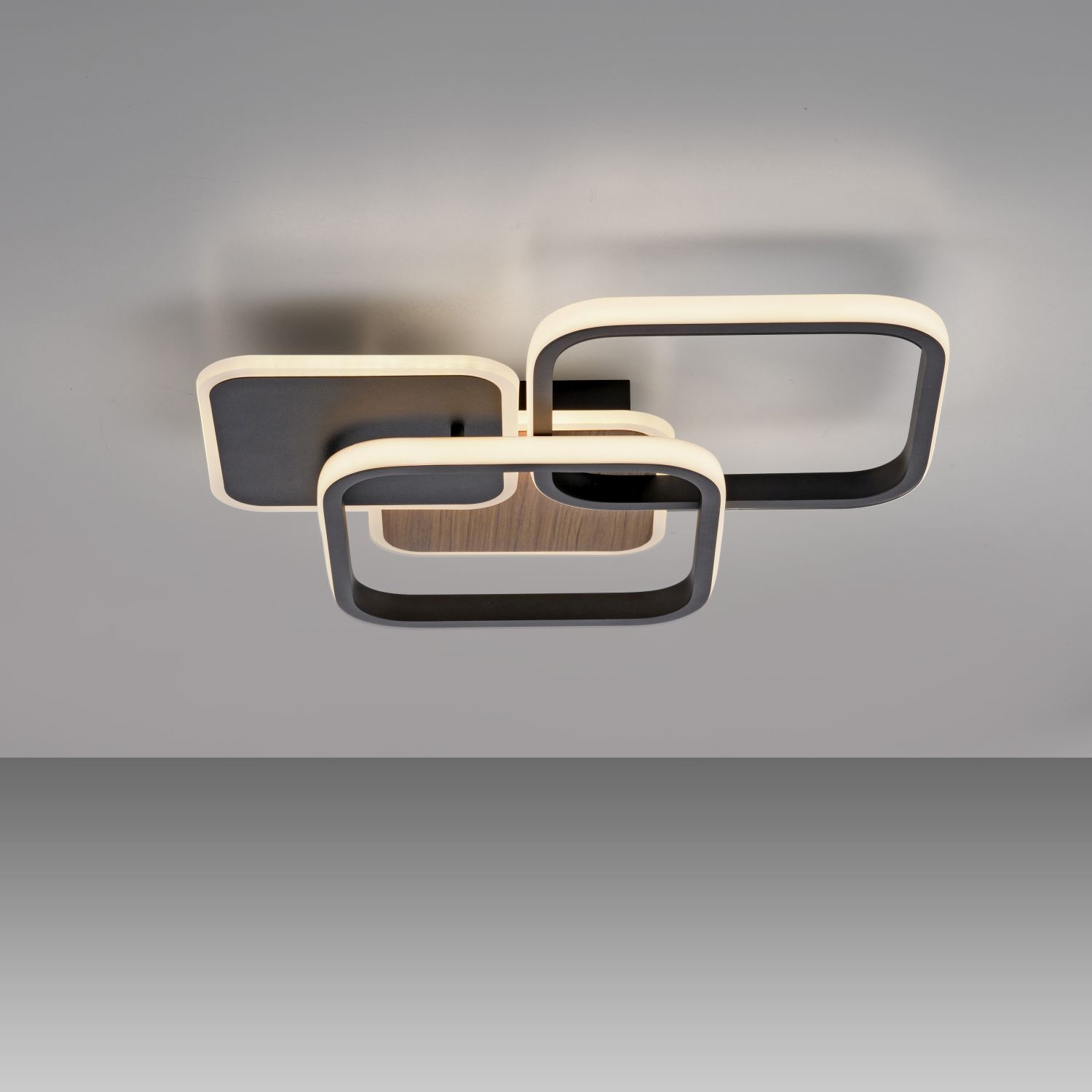 LED Deckenlampe Metall L:46 cm 36 W Schwarz Natur