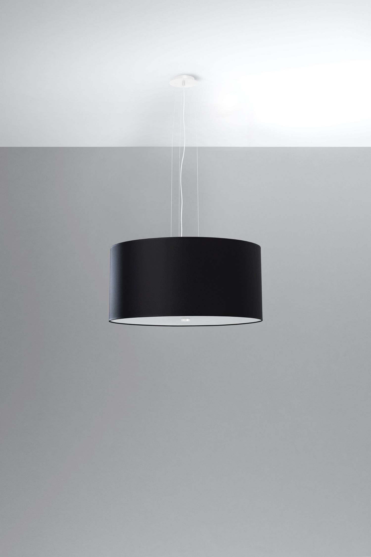 Pendelleuchte Stoff Glas Ø 50 cm Schwarz blendarm rund