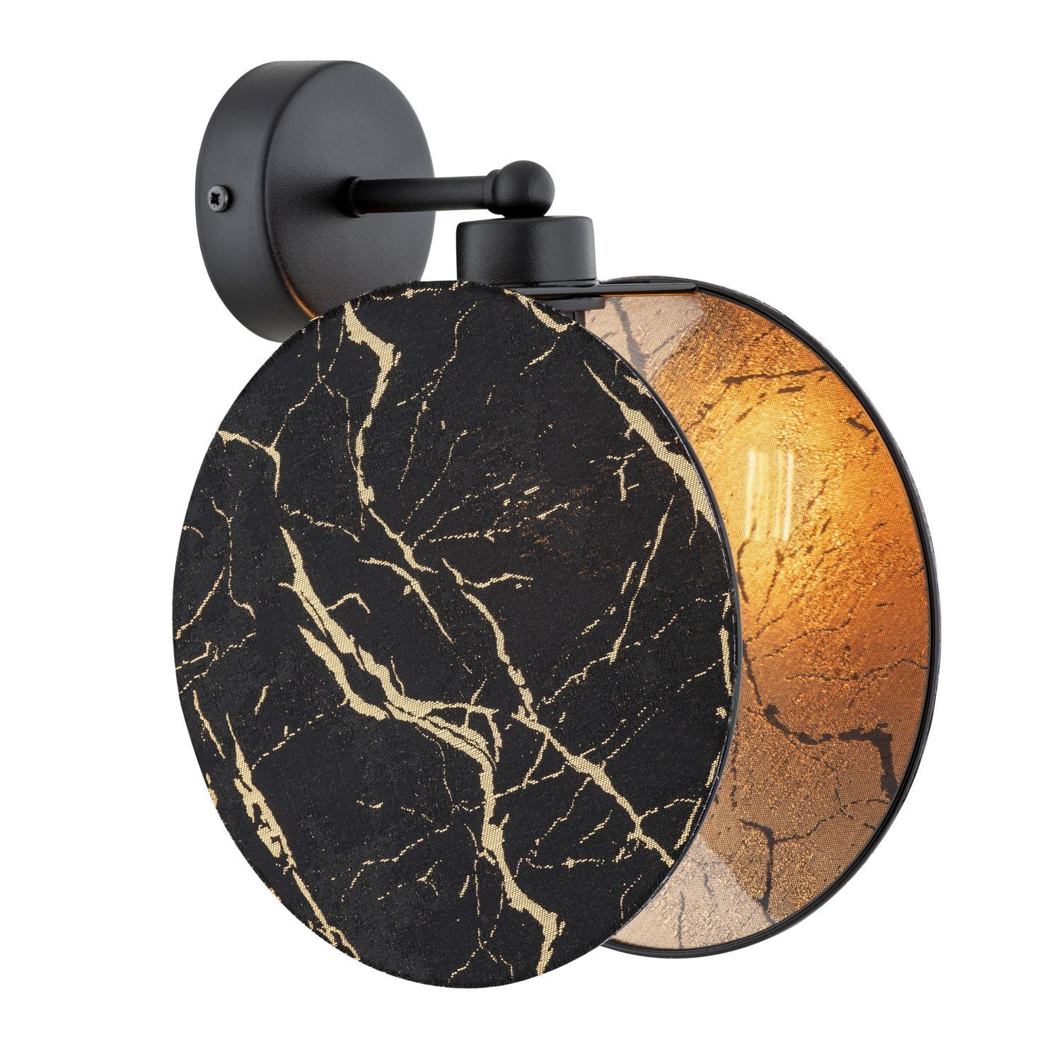 Wandleuchte Marmor Optik Ø 20 cm rund Schwarz Gold E27