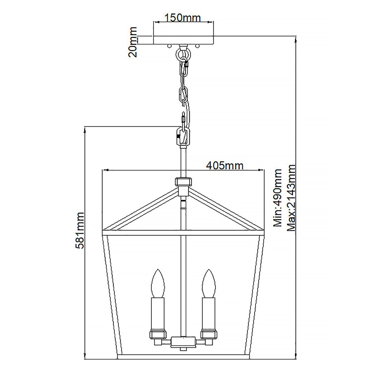 Hängeleuchte Metall B: 40,5 cm H: max. 216,9 cm E14