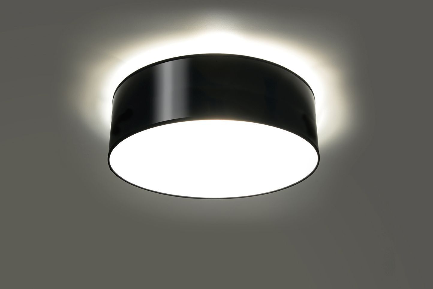 Deckenleuchte Schwarz Ø 25 cm rund flach E27 ATISS