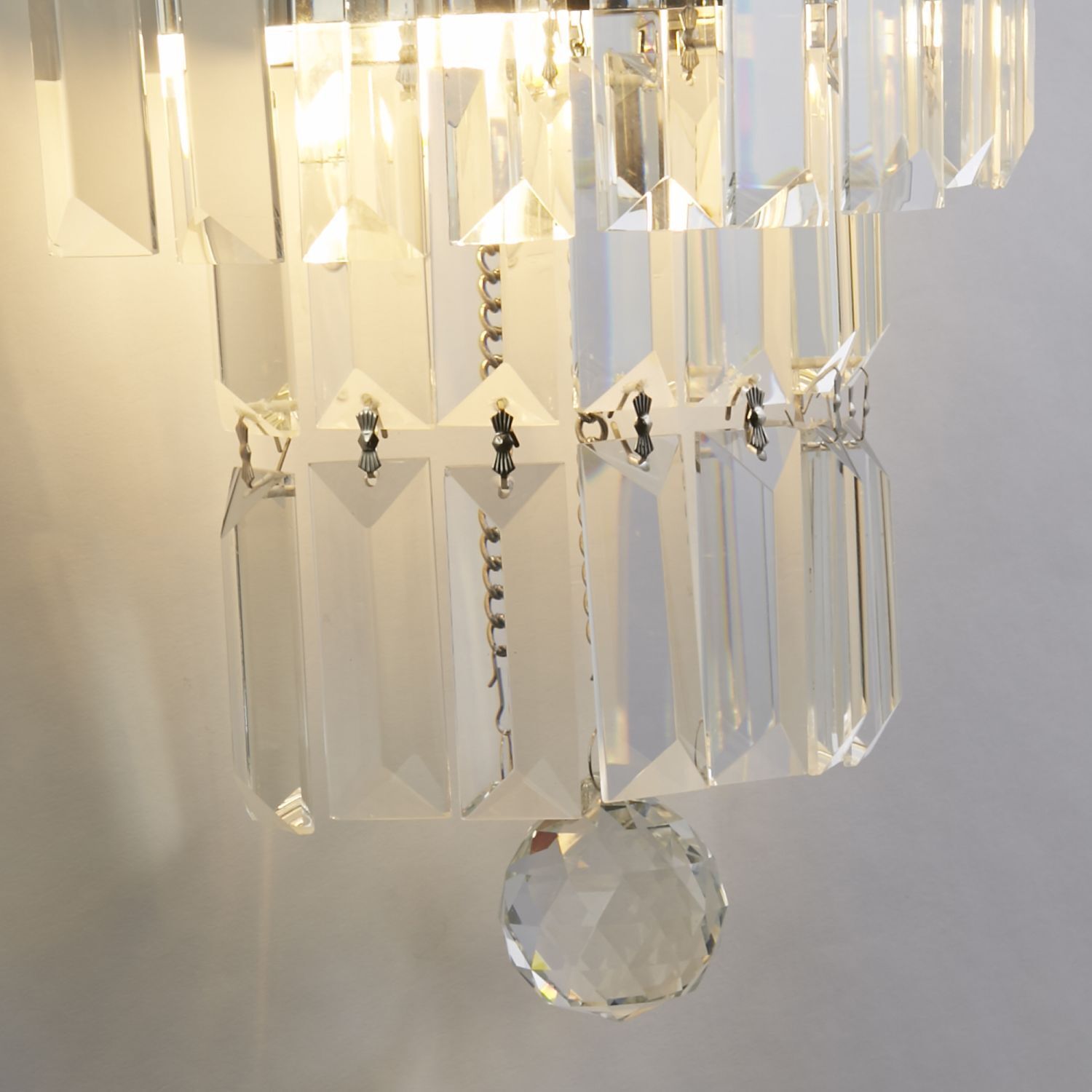 Wandlampe Glas Metall Modern H:30 cm E14 IP44 in Chrom Kronleuchter, Kristall, Hängeleuchte, Kristallkugel, facettierte Kugel