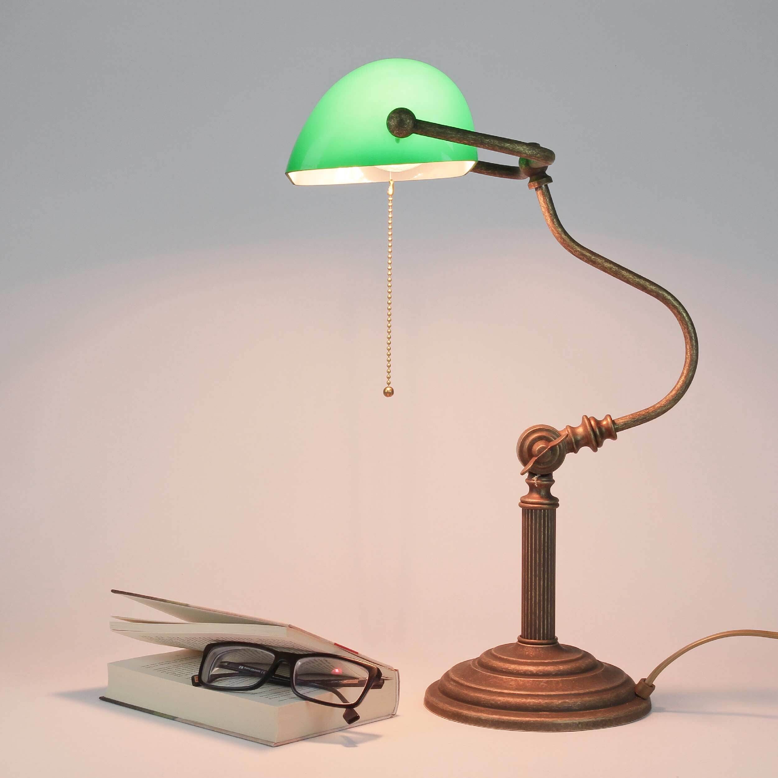 Premium Bankerlampe aus Messing in Antik Bronze Tischleuchte